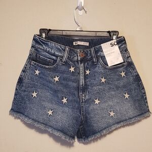 SO Women's Denim Shorts with Star Accents